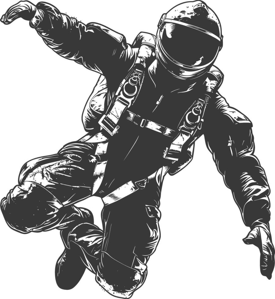 Astronaut in detailed spacesuit floating in the vastness of space vector