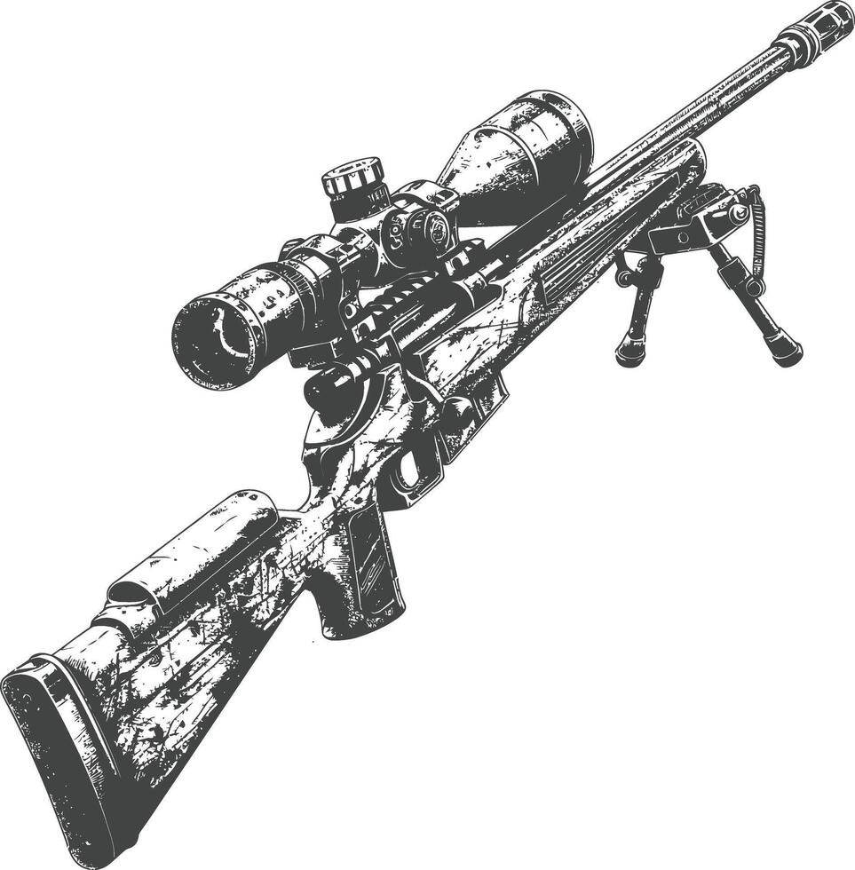 Detailed illustration of a high-powered sniper rifle with scope vector