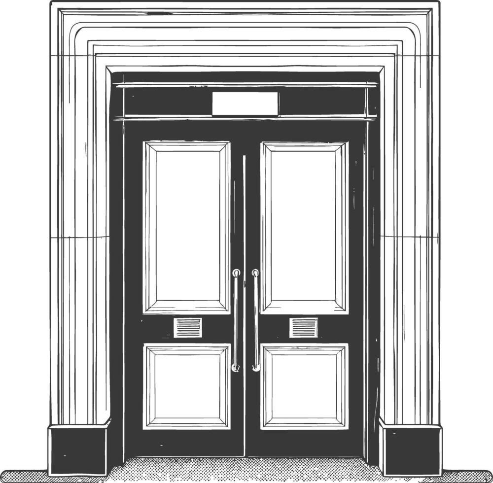 Detailed Sketch of a Classic Double Door with Frame vector