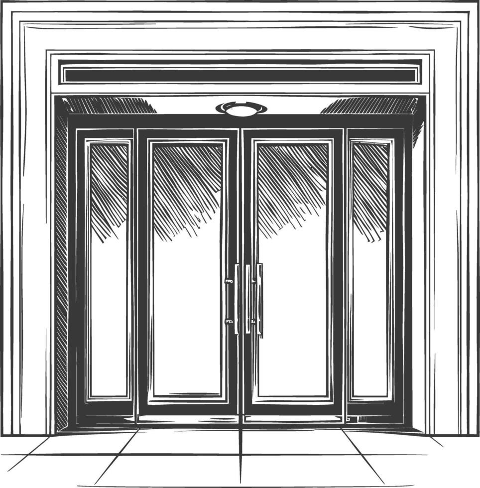 Modern glass door sketch vector