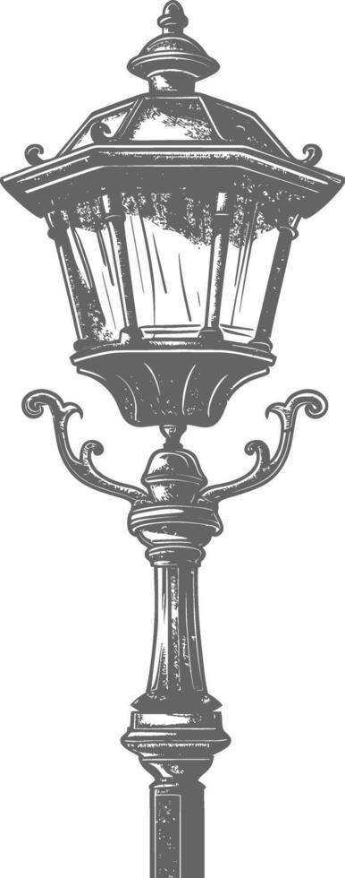 Ornate Vintage Street Lamp Post Drawing vector