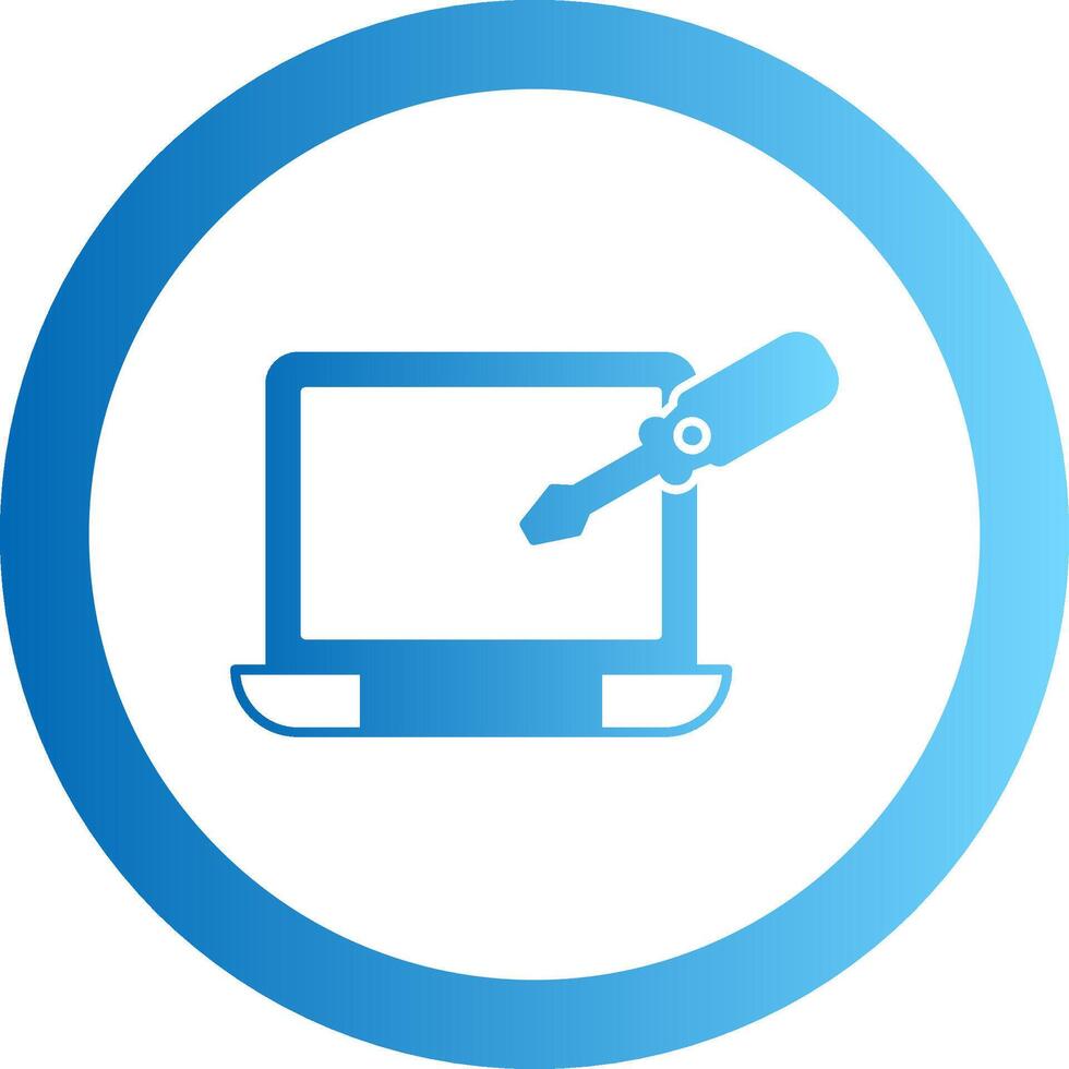 Laptop Repair Gradient Circle Icon vector