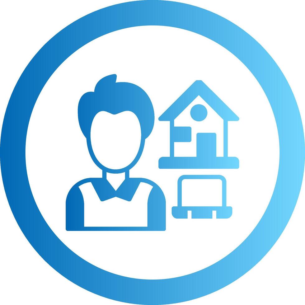Work At Home Gradient Circle Icon vector