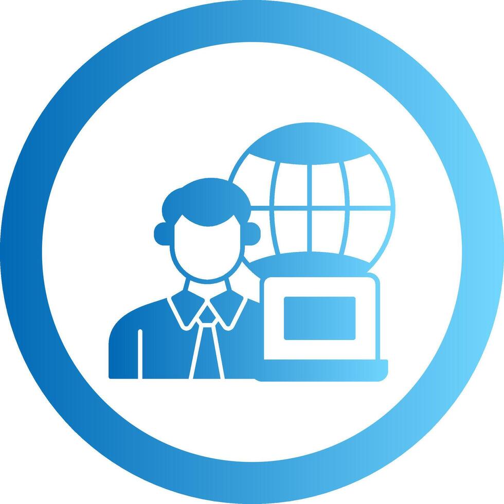 Remotely Working Gradient Circle Icon vector