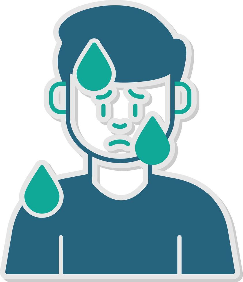 Male Sweating Sticker Icon vector