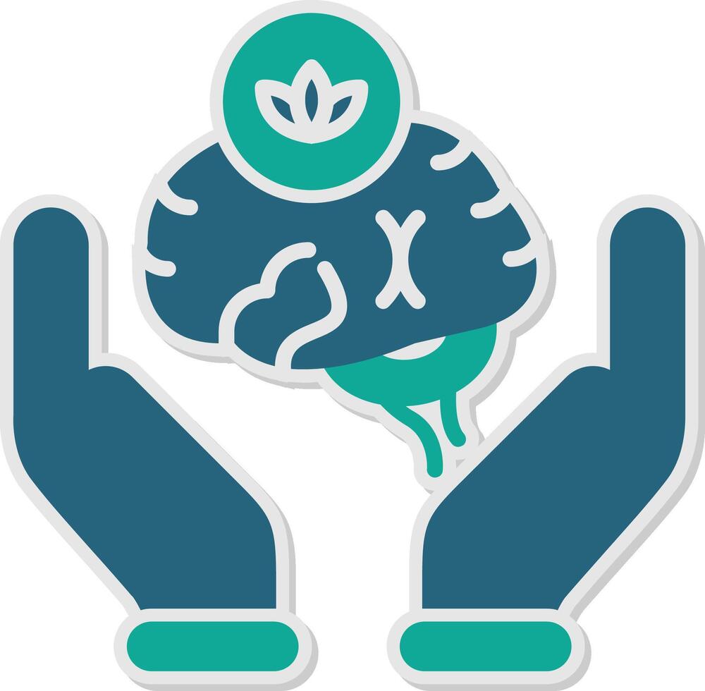 Brain Sticker Icon vector