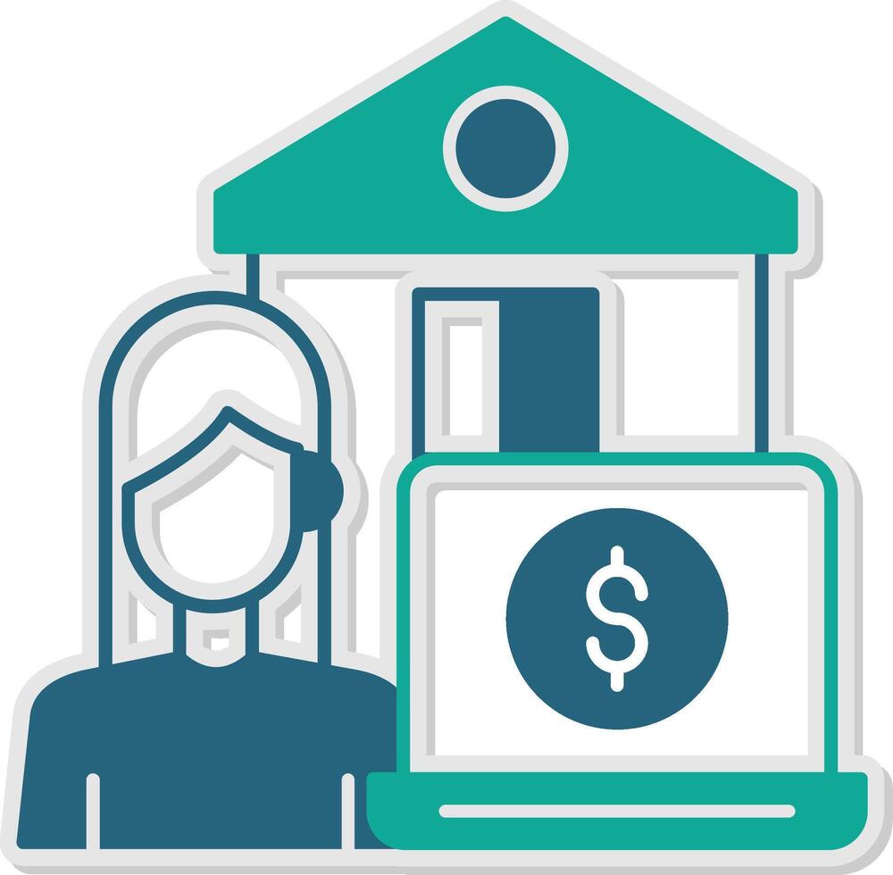 Work From Home Sticker Icon vector