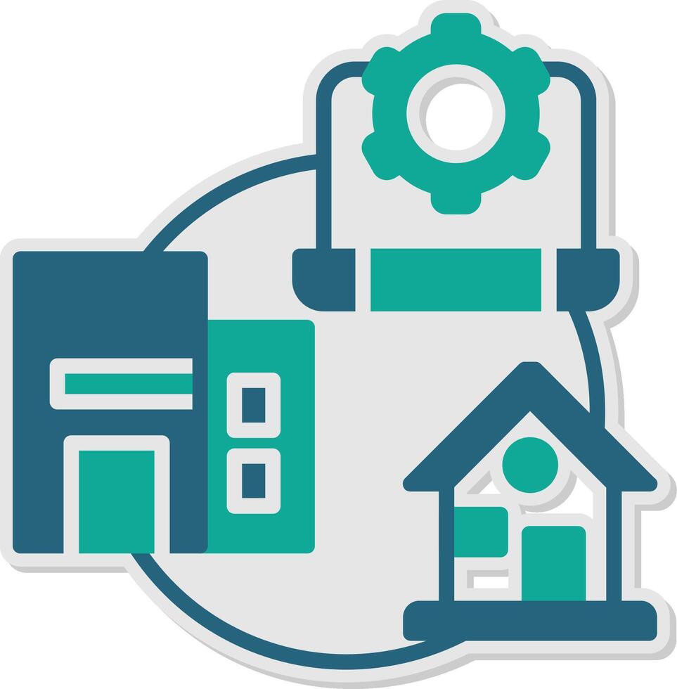 Hybrid Work Sticker Icon vector