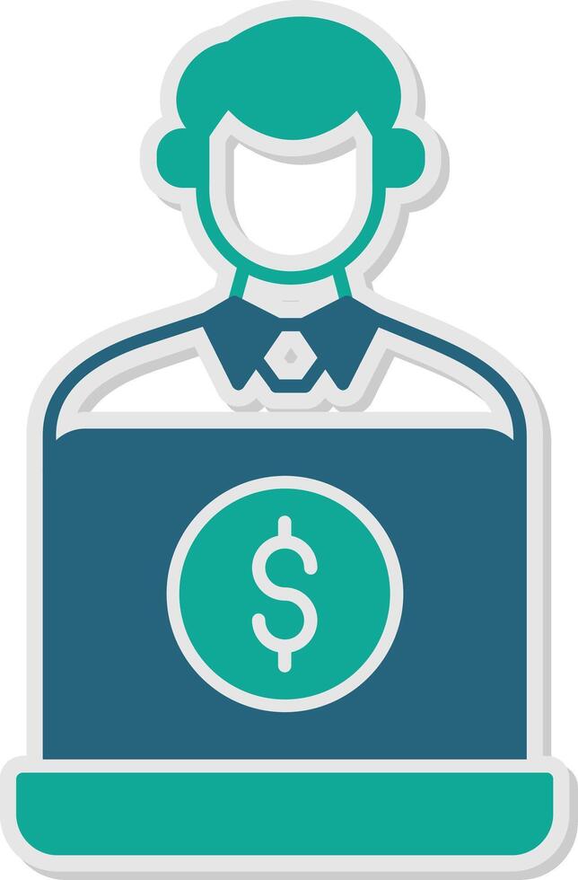 Remote Worker Sticker Icon vector