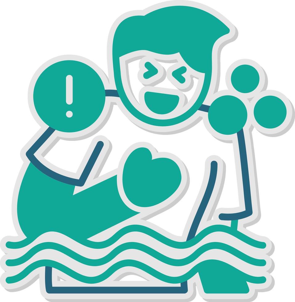 Drowning Feeling Sticker Icon vector