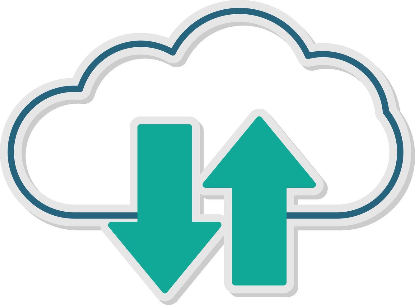 Cloud Upload And Download Sticker Icon vector