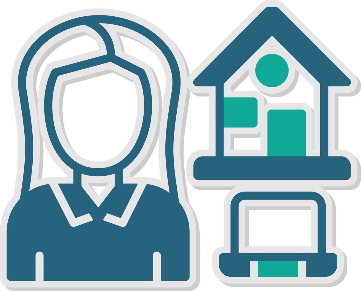 Work At Home Sticker Icon vector