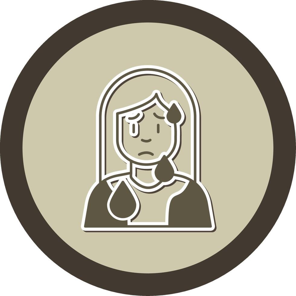 Female Sweating Sticker Circle Icon vector