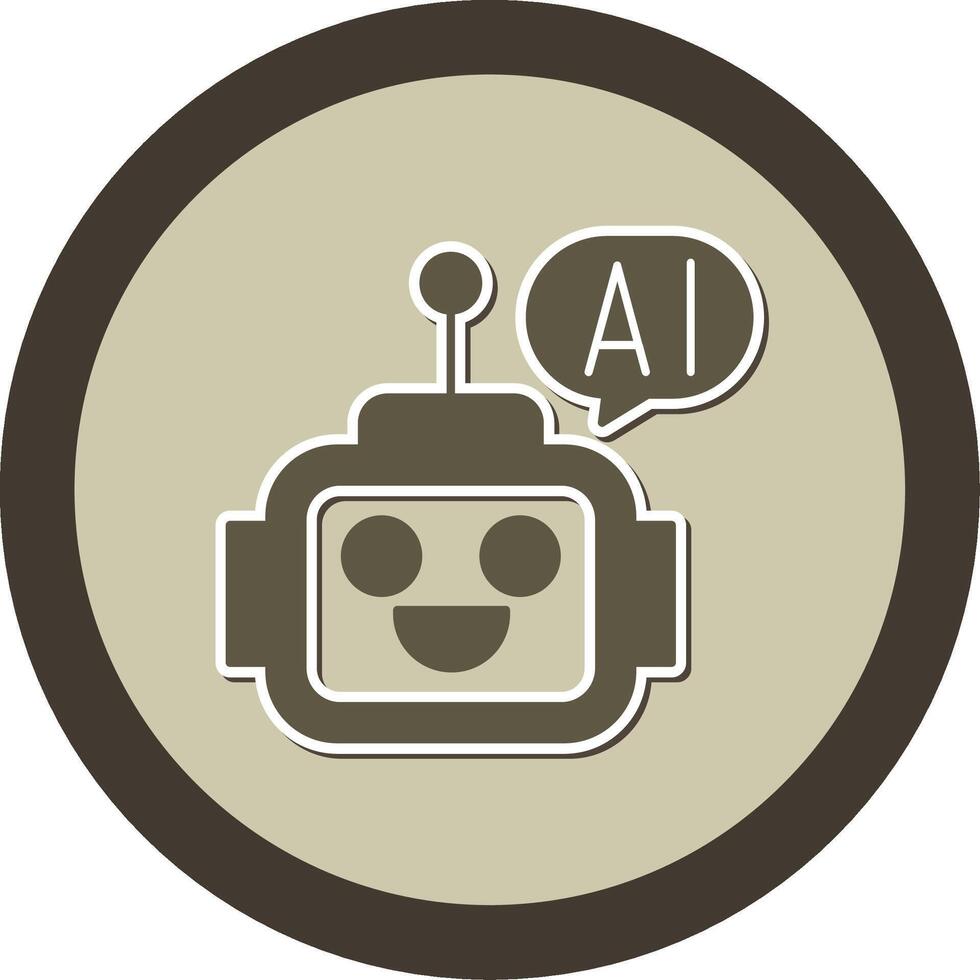Ai Assistant Sticker Circle Icon vector