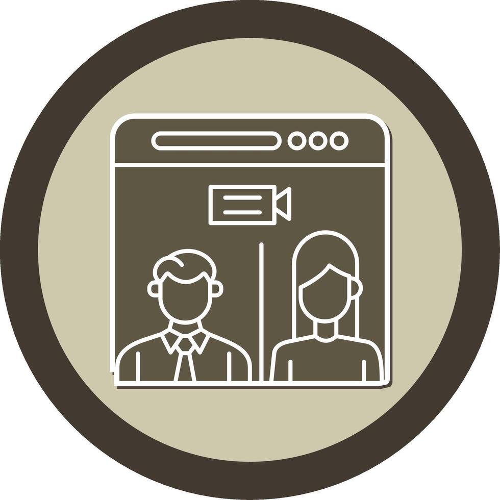 Web Conference Sticker Circle Icon vector