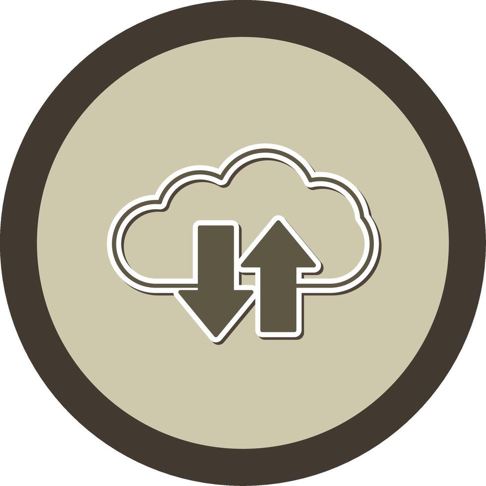 Cloud Upload And Download Sticker Circle Icon vector