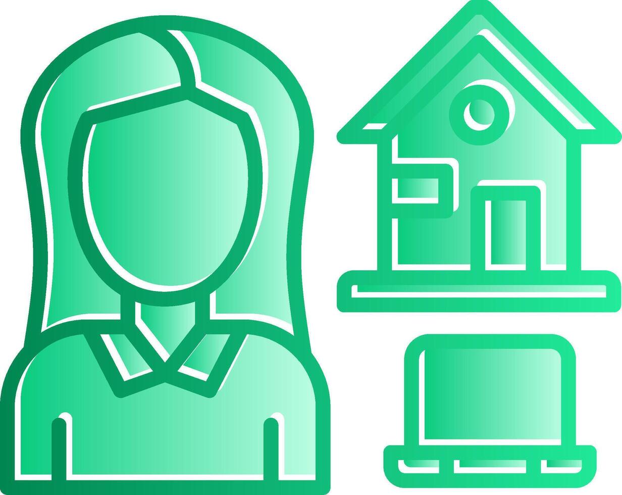 Work At Home Gradient Slip Icon vector