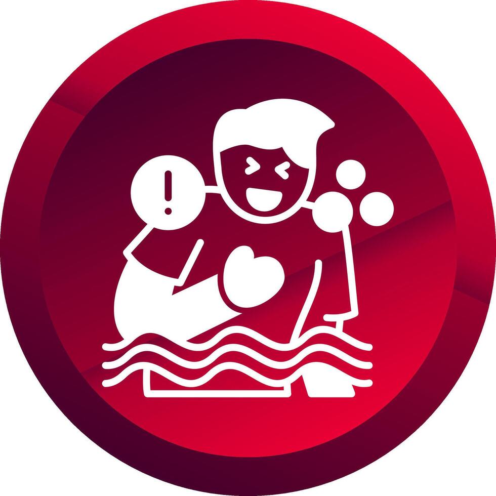 Drowning Feeling Glyph Button Icon vector
