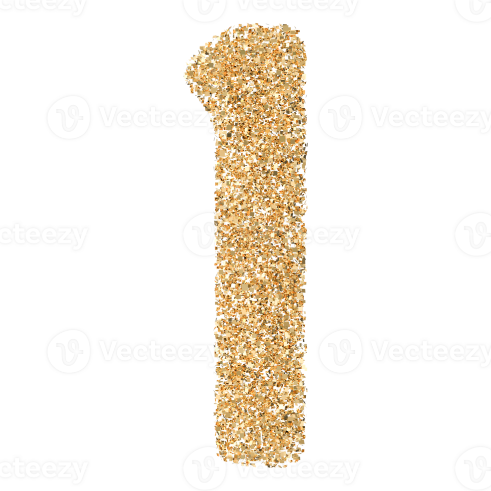 Gold Glitter Number 1 png