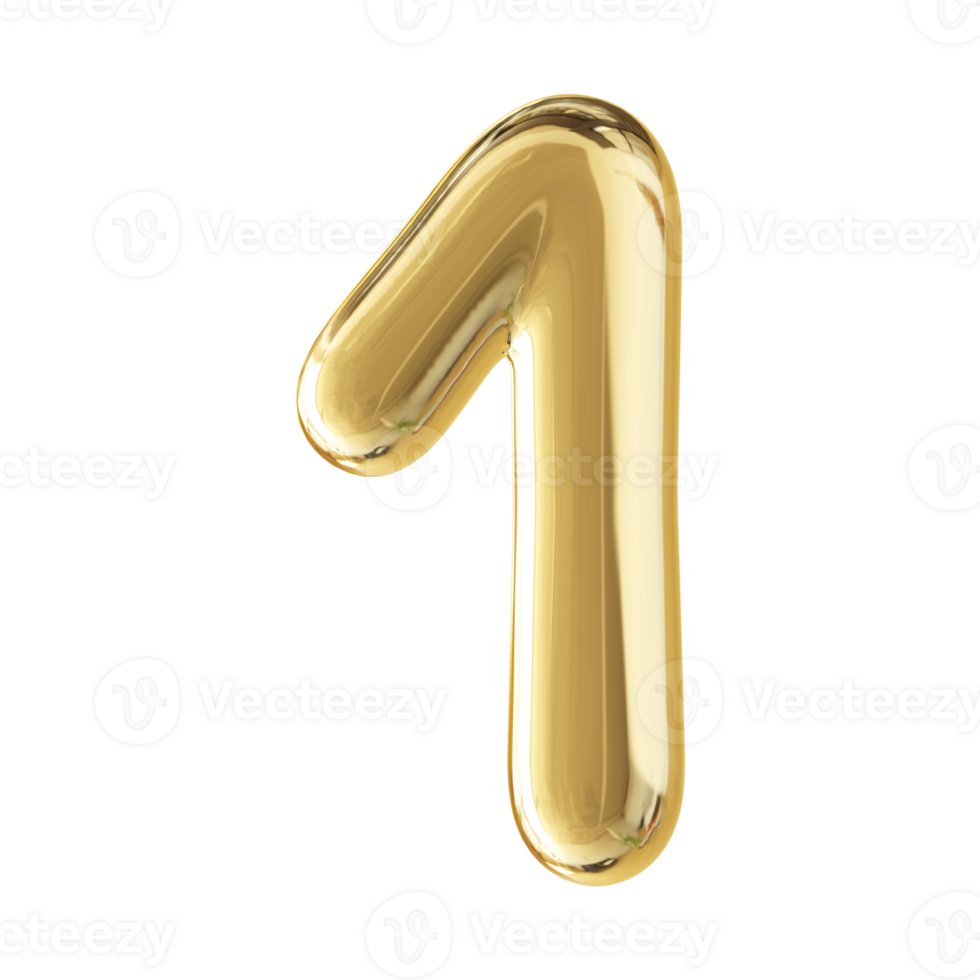 Gold 3D Number 1 png