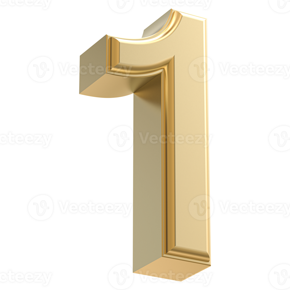 Gold 3D Number 1 png