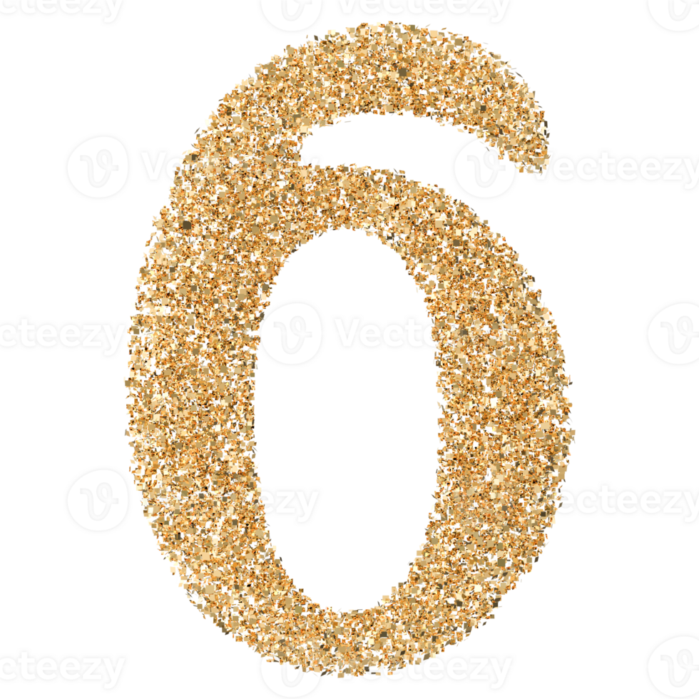 Gold Glitter Number 6 png