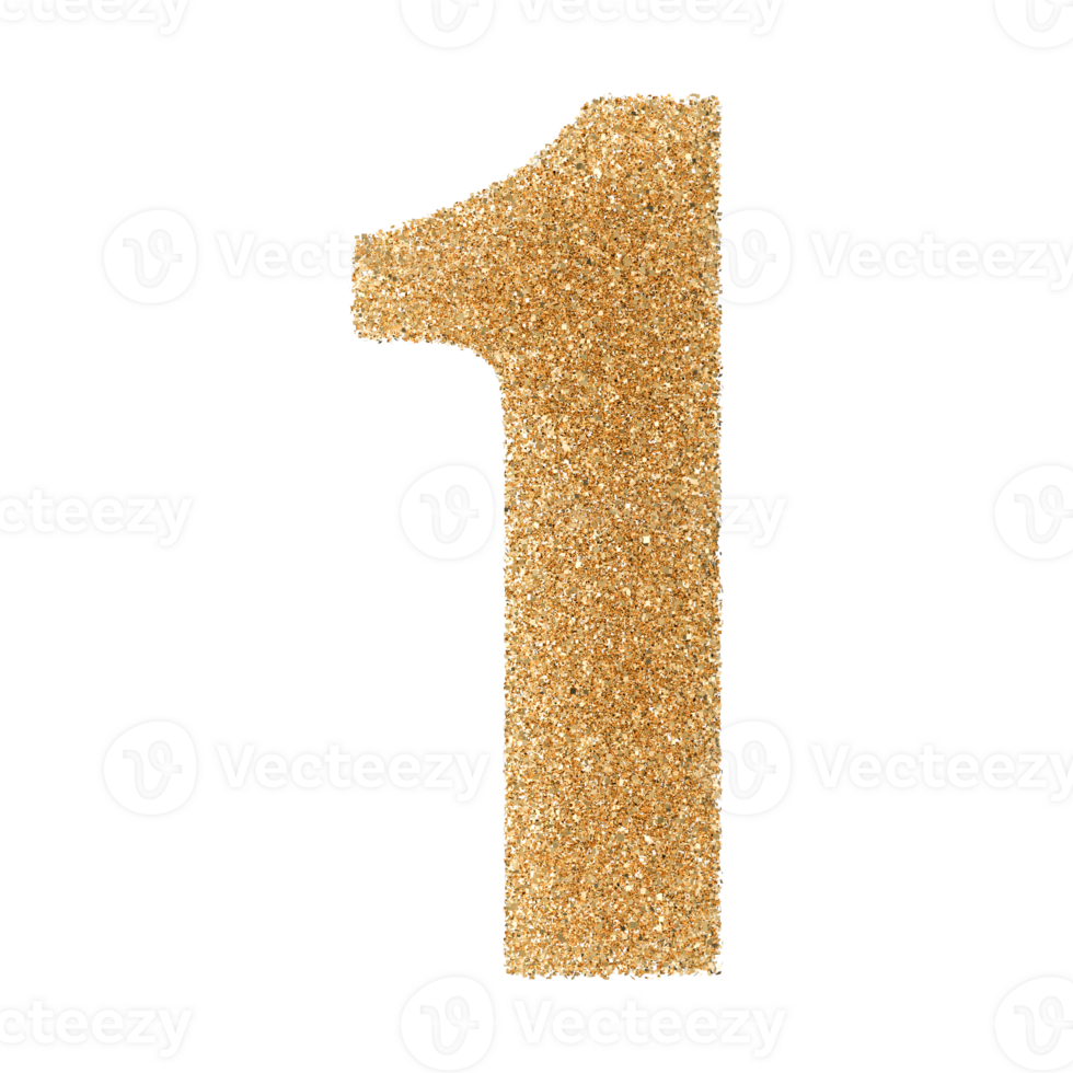 Gold Glitter Number 1 png