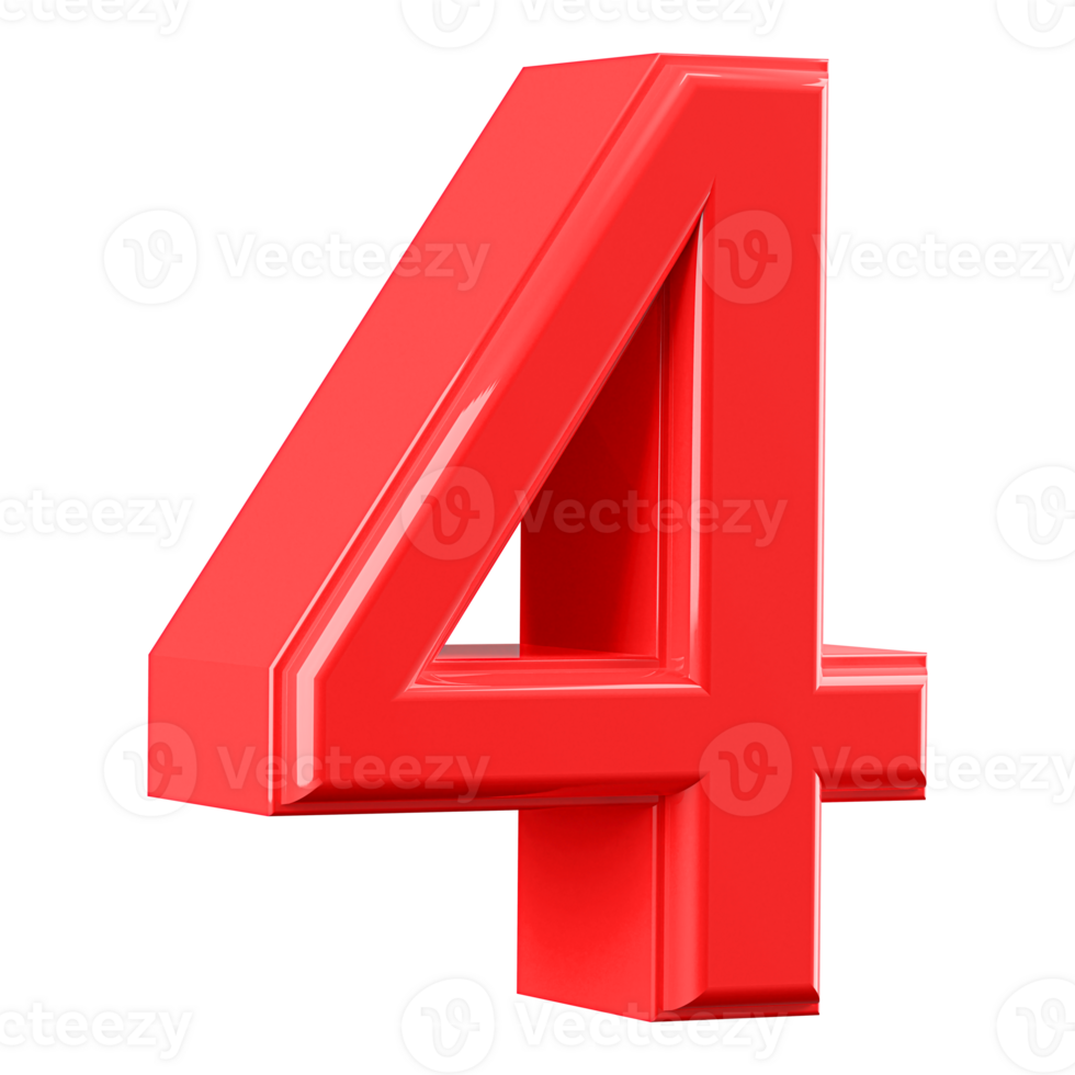 Red 3D Number 4 47504259 PNG Red 3D Number 4 47504259 PNG
