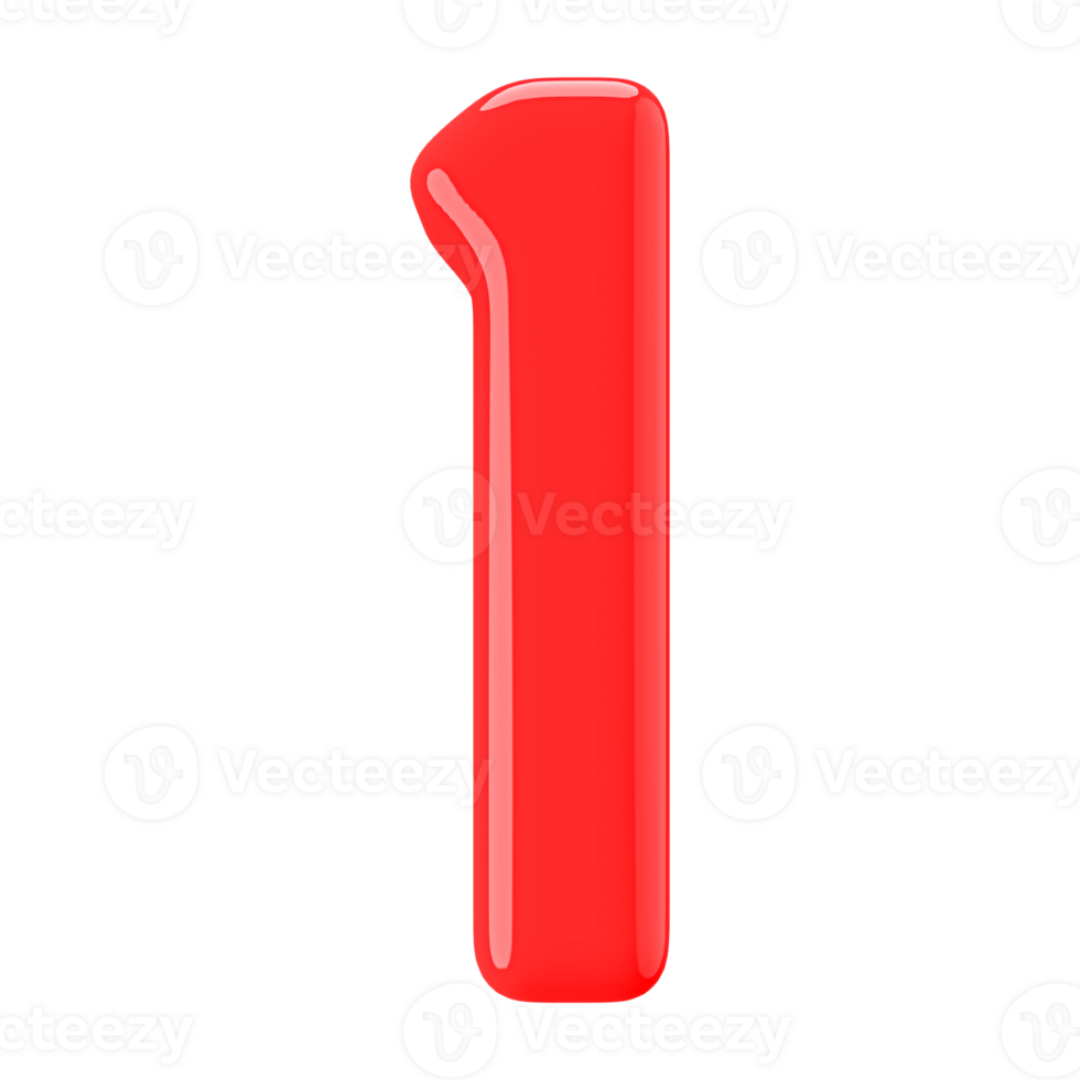 Red 3D Number 1 png