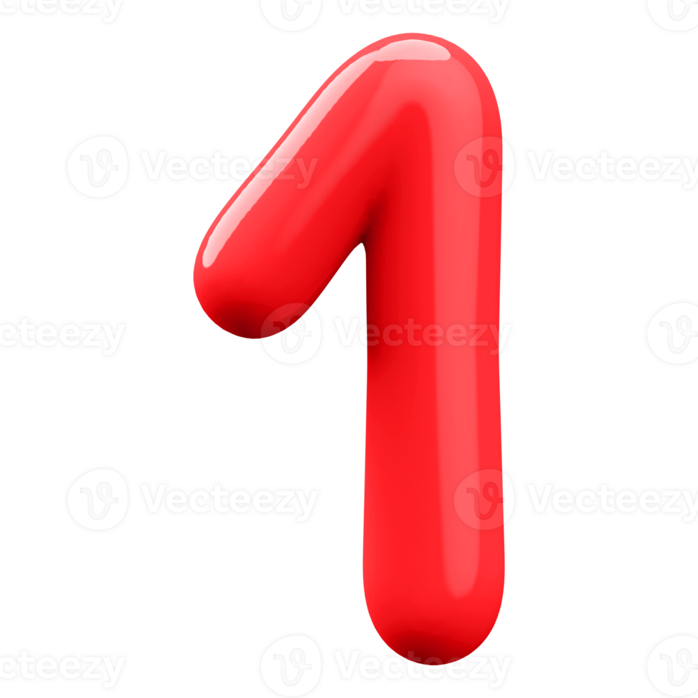 Red 3D Number 1 png