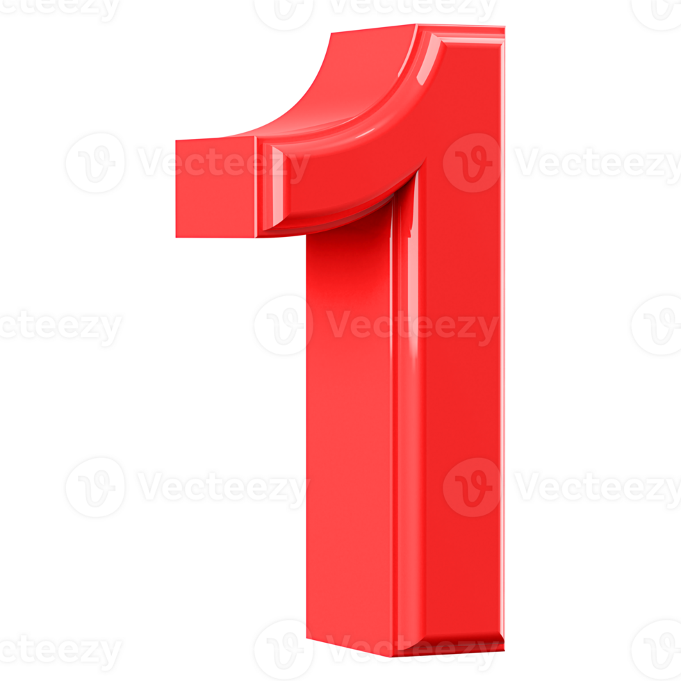 Red 3D Number 1 png