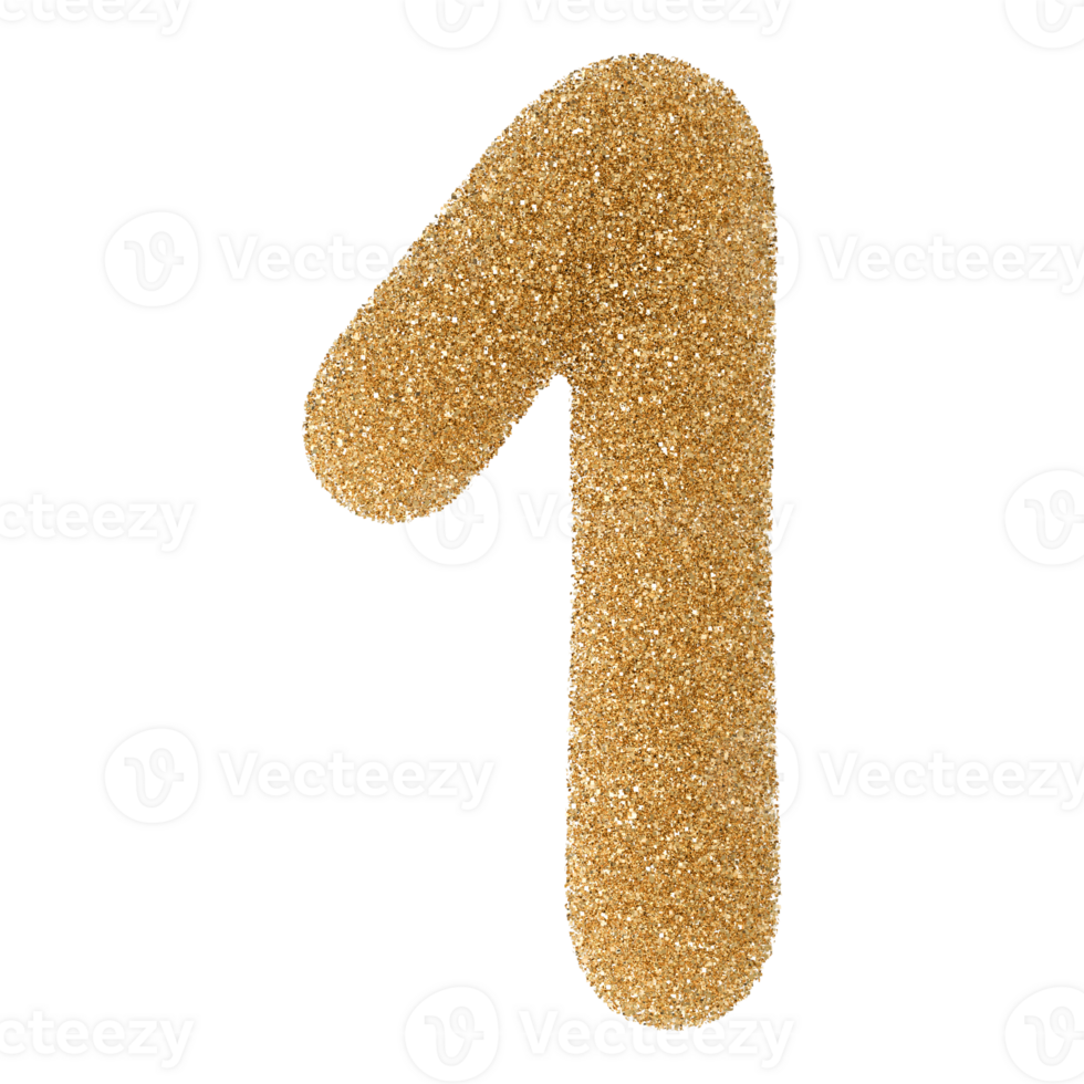 Gold Glitter Number 1 47504290 PNG