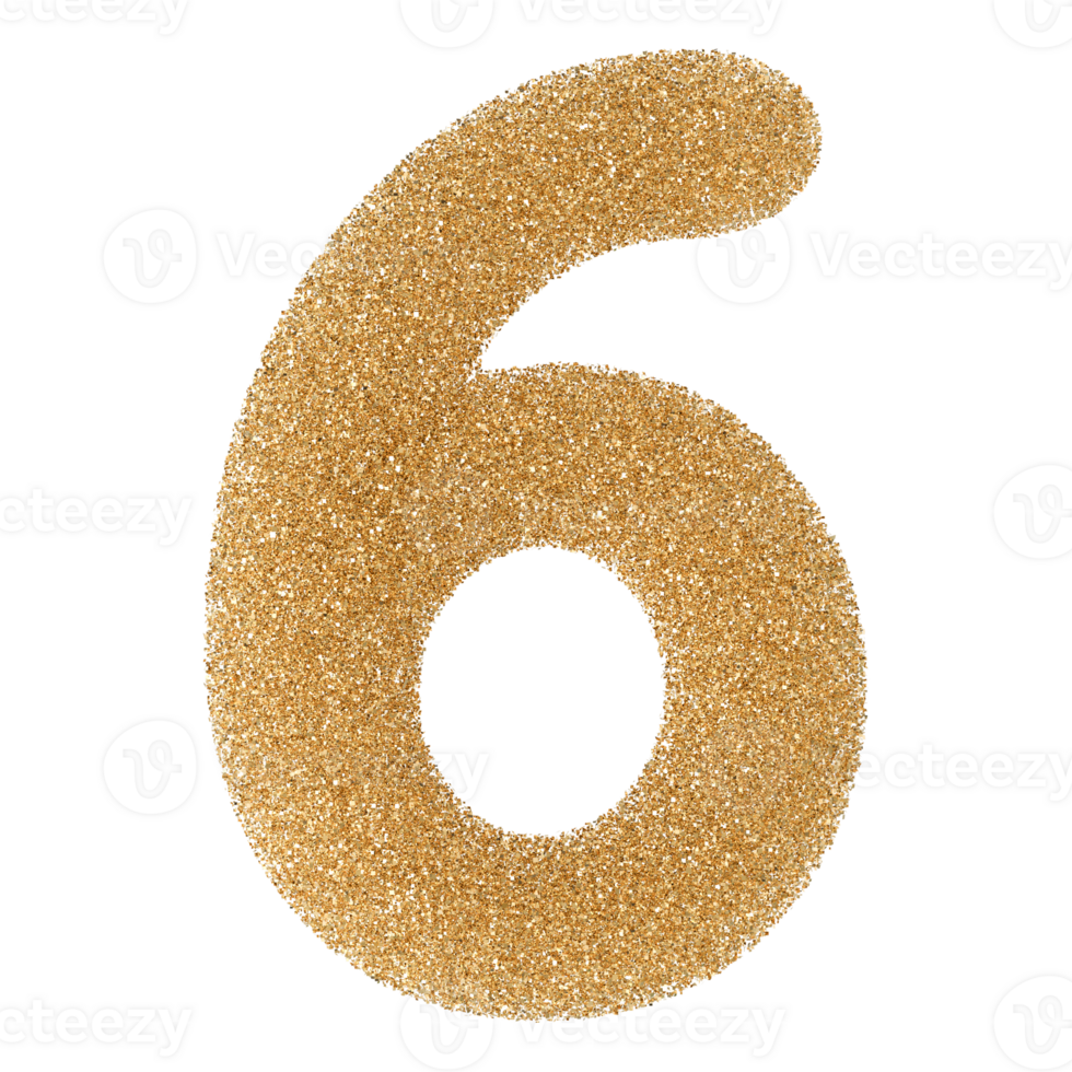Gold Glitter Number 6 png