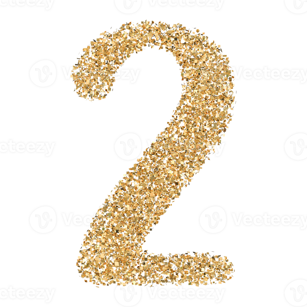 Gold Glitter Number 2 png