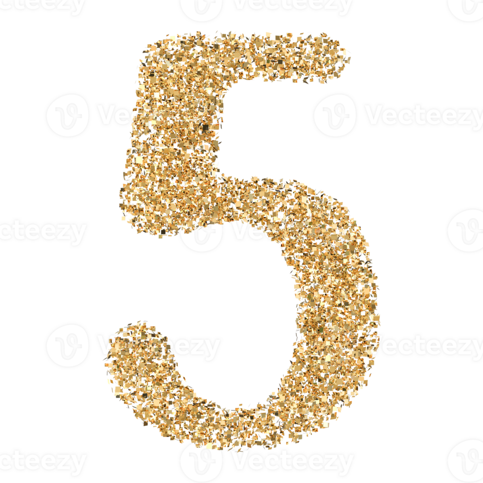 Gold Glitter Number 5 png