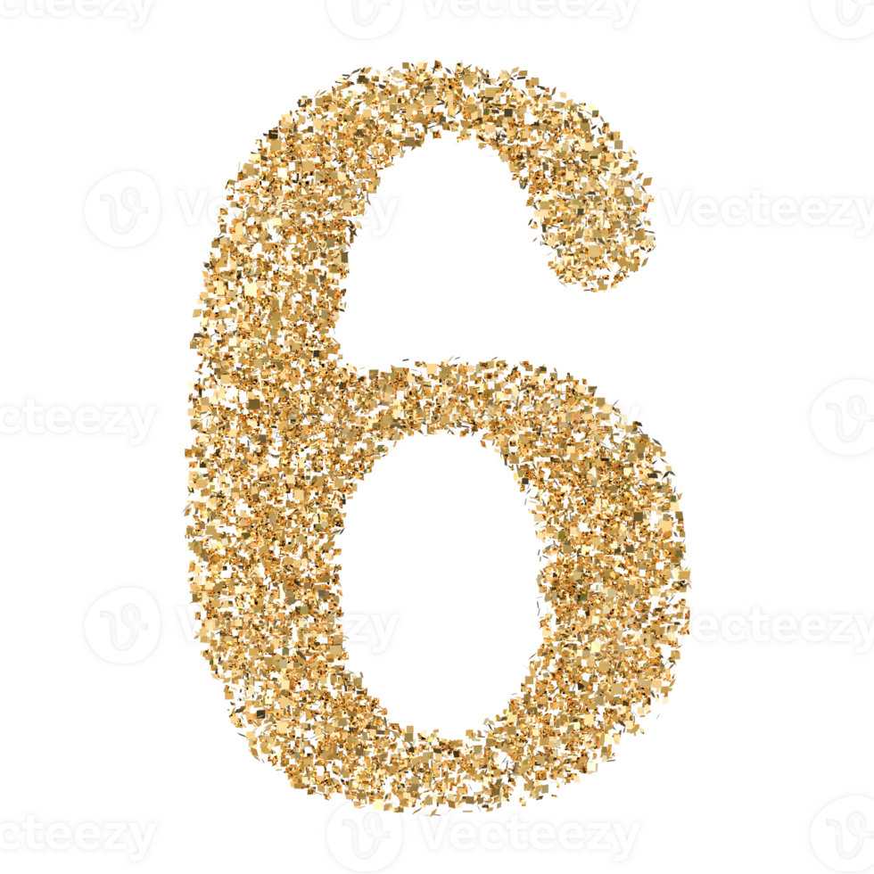 Gold Glitter Number 6 png