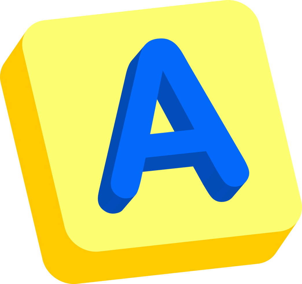 Letter A, 3D Education Block Cartoon Alphabet png