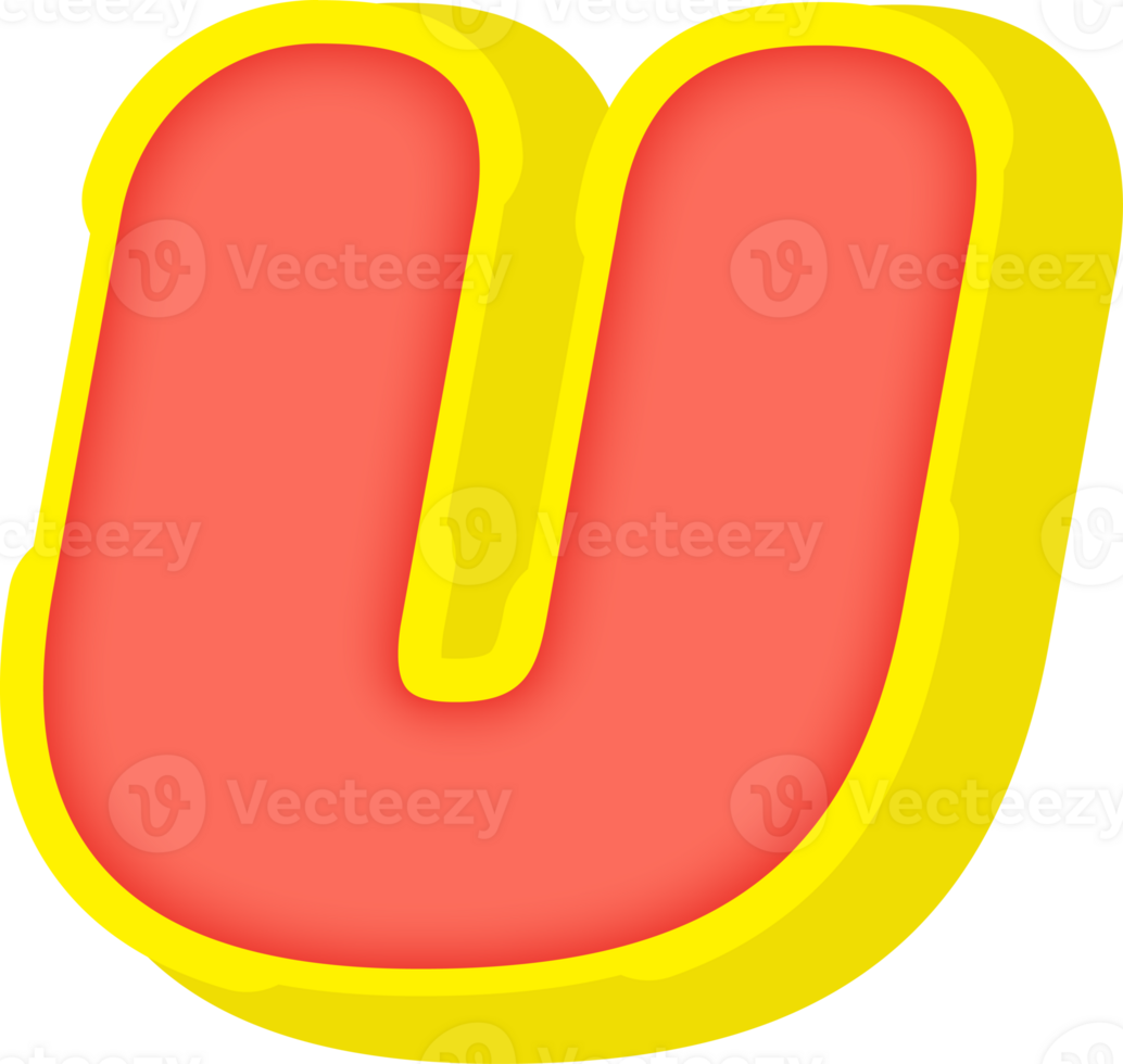 Party Comic Alphabet 3D Letter U png