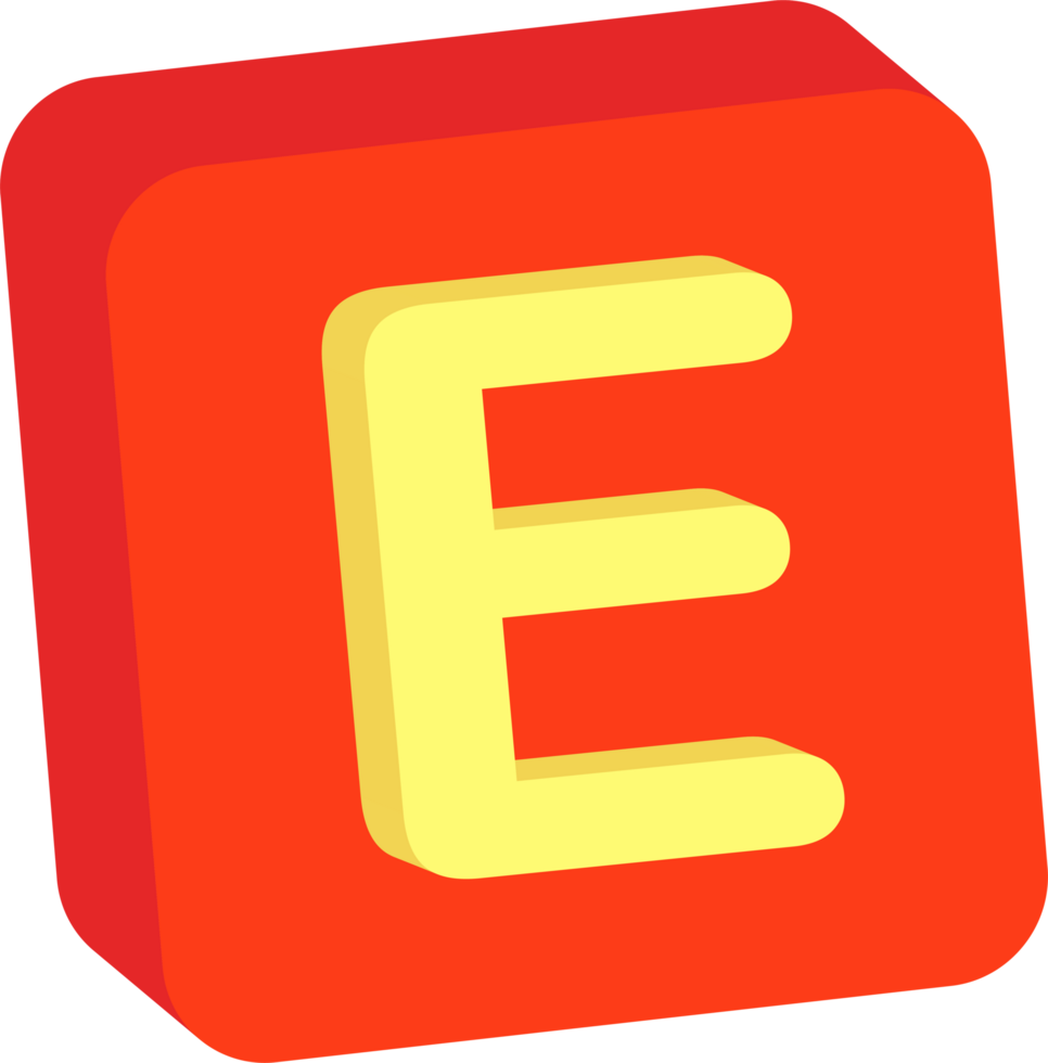 Letter E, 3D Education Block Cartoon Alphabet png