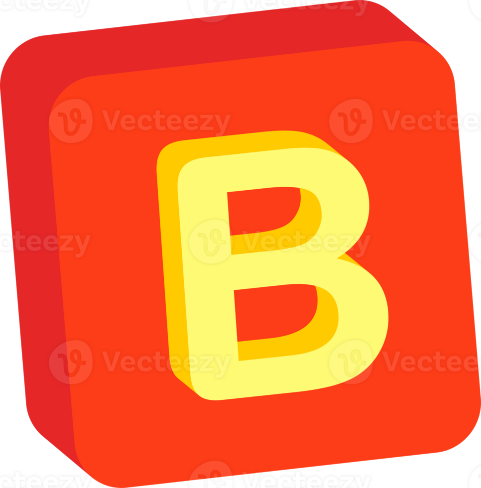 Letter B, 3D Education Block Cartoon Alphabet png