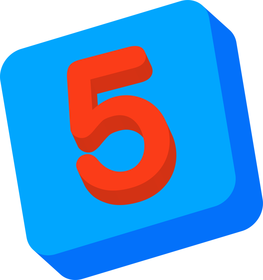 Number 5, 3D Education Block Cartoon Alphabet png