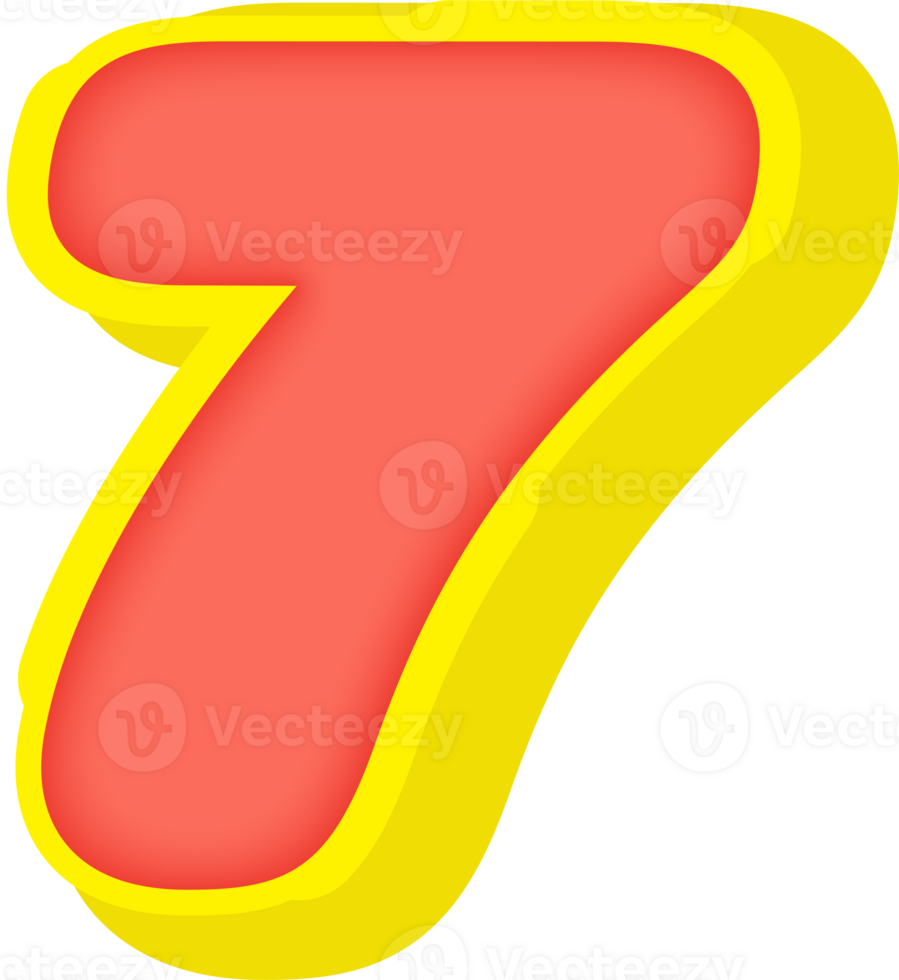 Party Comic 3D Number 7 png