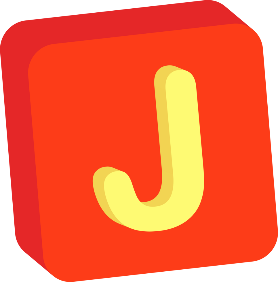 Letter J, 3D Education Block Cartoon Alphabet png