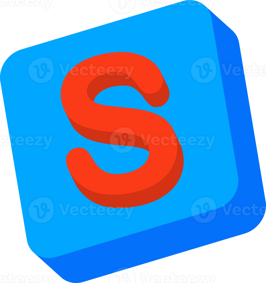Letter S, 3D Education Block Cartoon Alphabet png