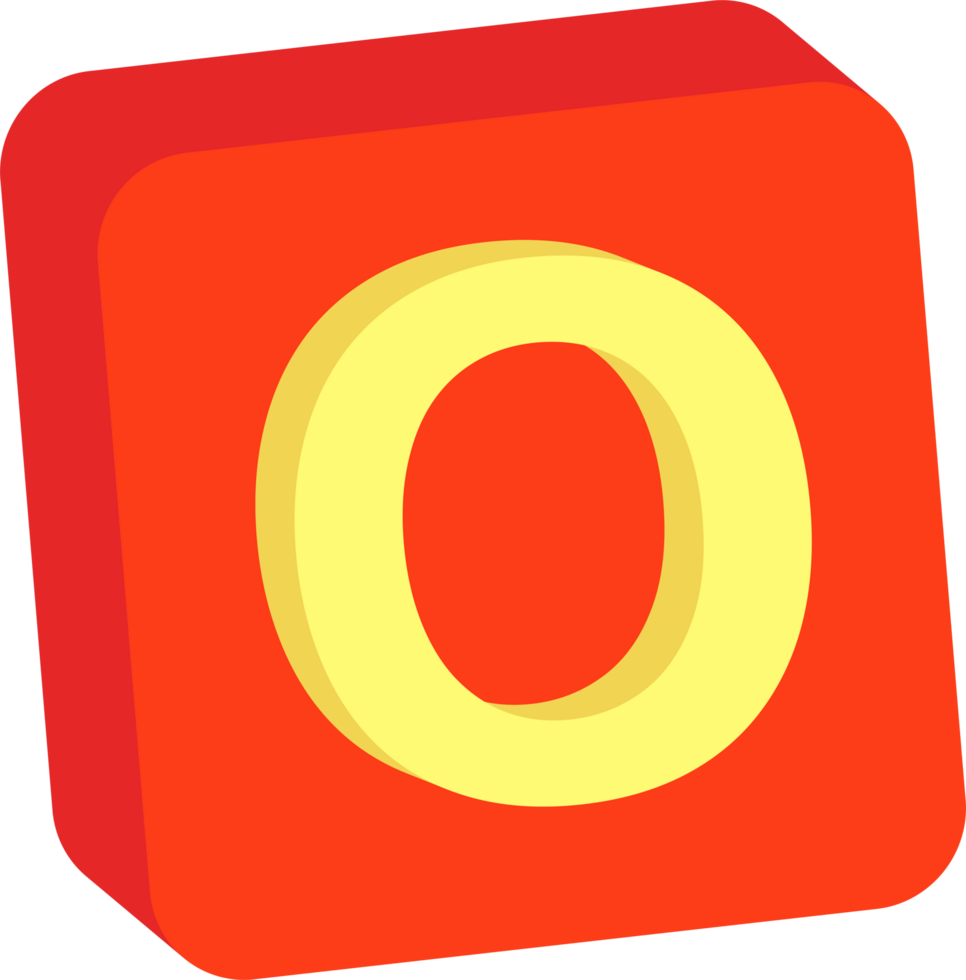 Letter O, 3D Education Block Cartoon Alphabet png