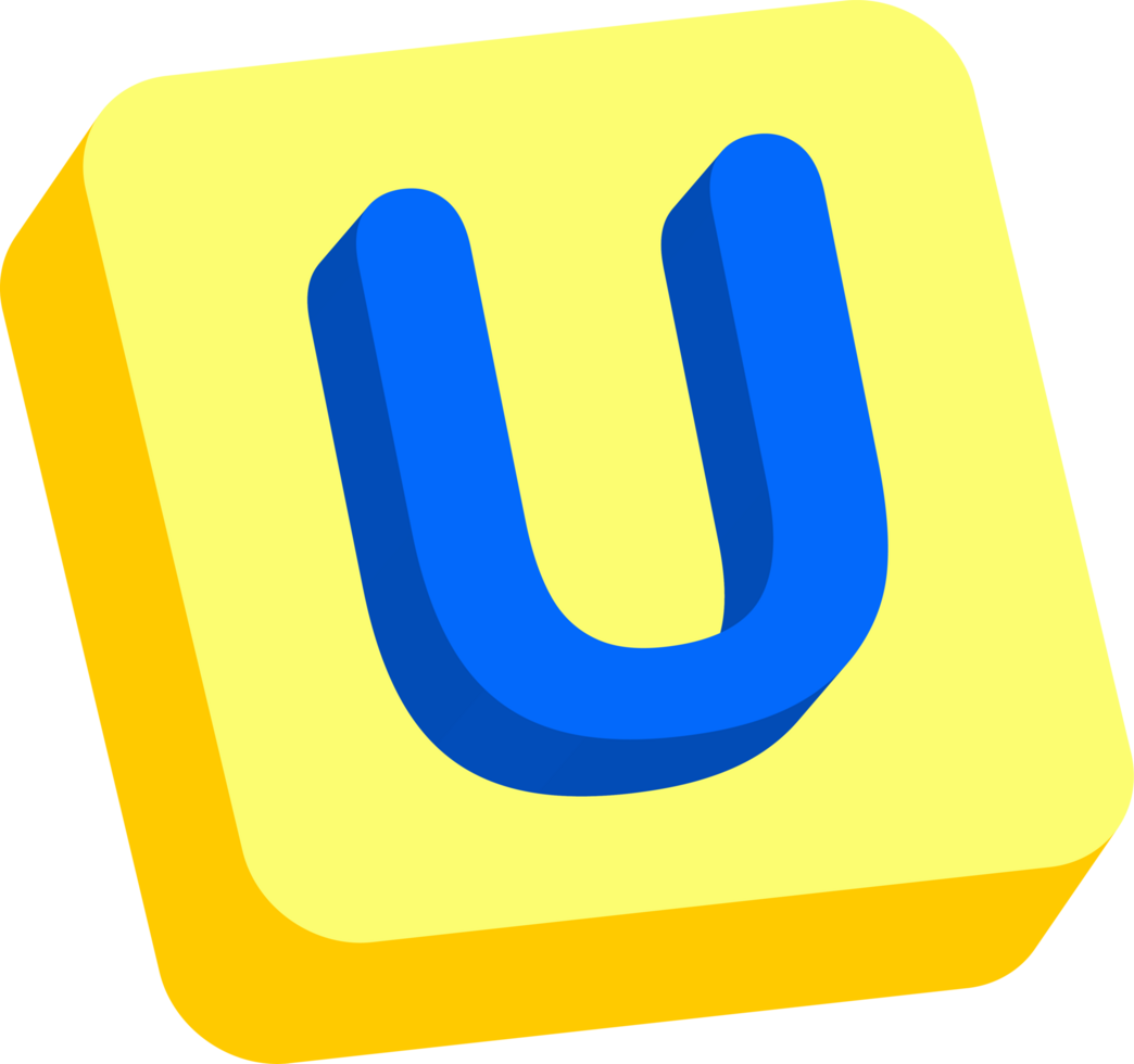 Letter U, 3D Education Block Cartoon Alphabet png