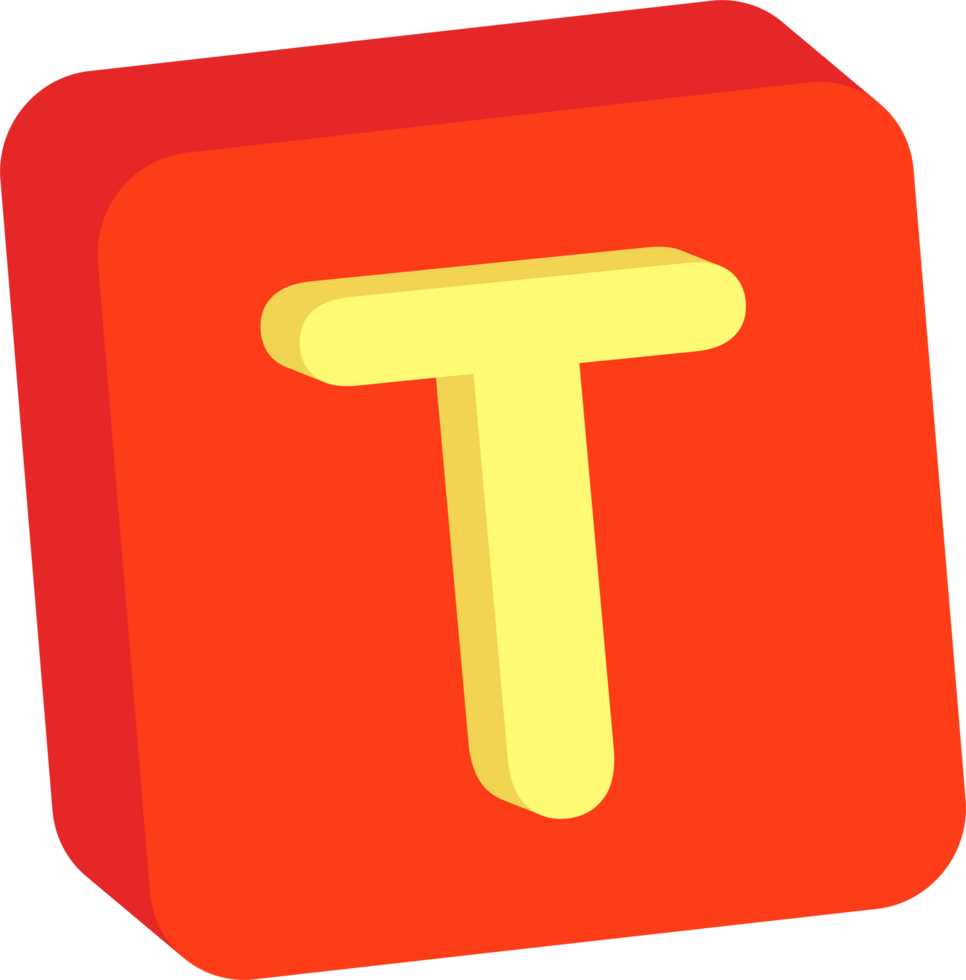 Letter T, 3D Education Block Cartoon Alphabet png