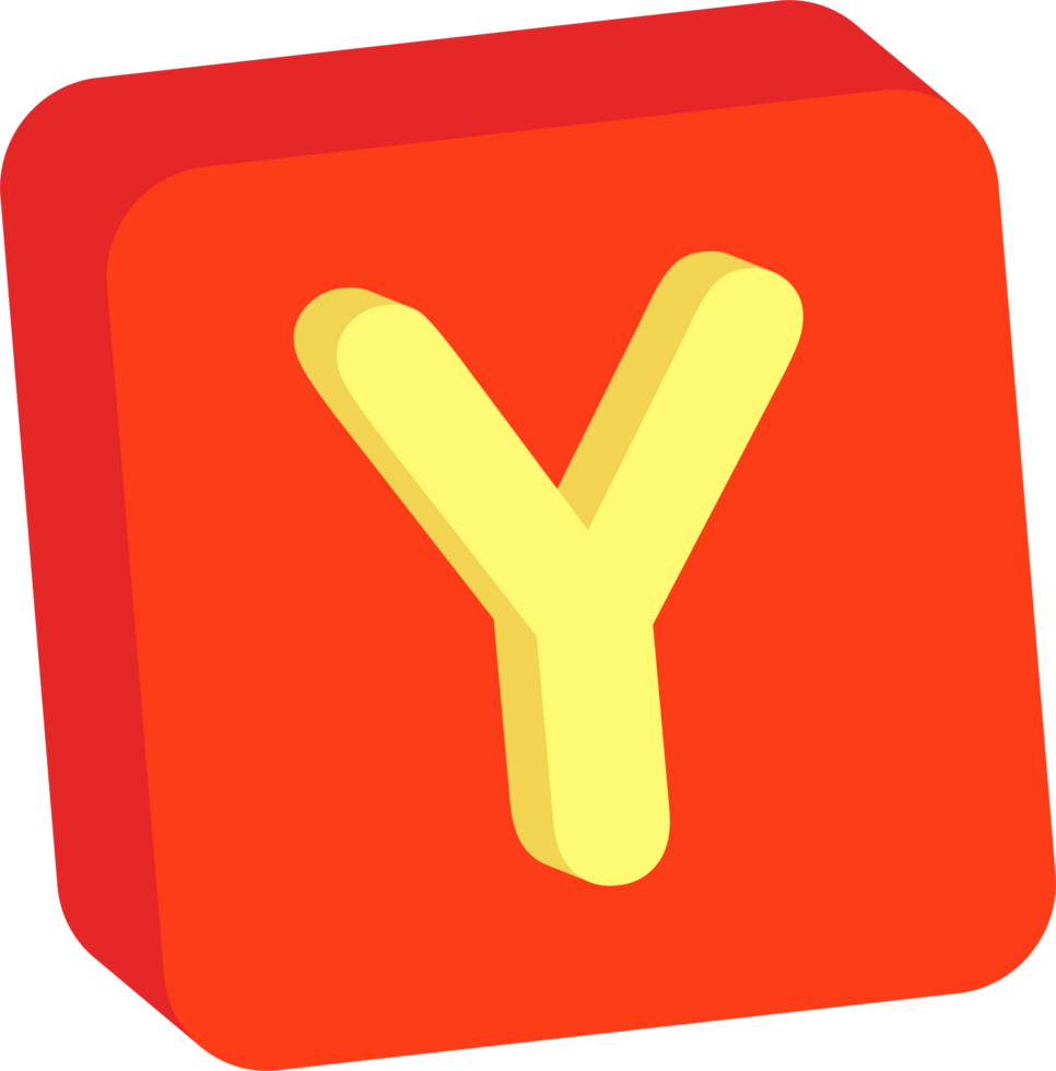 Letter Y, 3D Education Block Cartoon Alphabet png