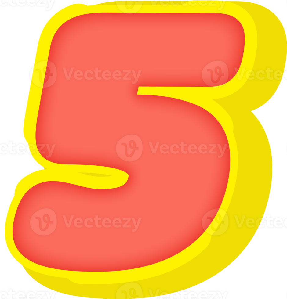 Party Comic 3D Number 5 png