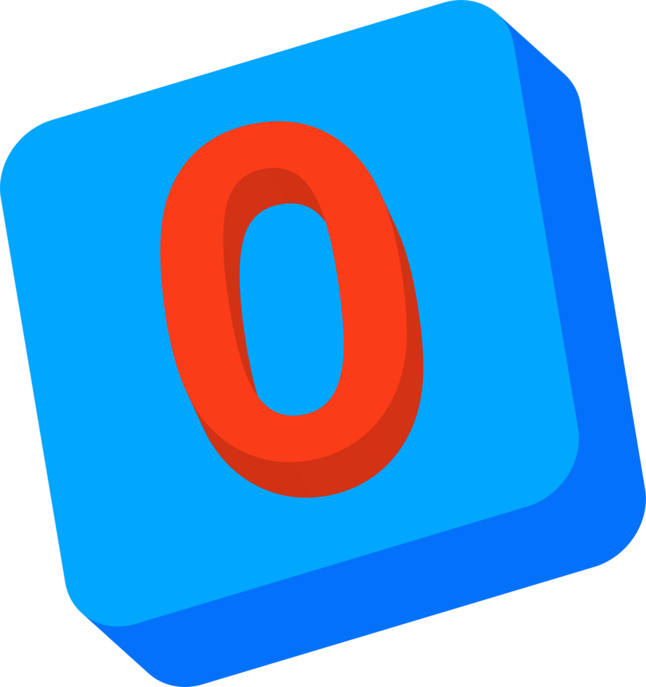 Number 0, 3D Education Block Cartoon Alphabet png